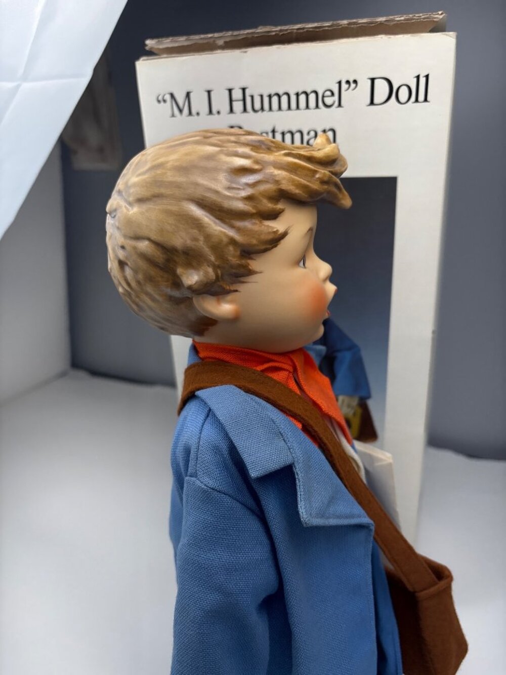 M.I. Hummel Postman Doll Porcelain Goebel Blue Outfit w/ Box Collectible 16" - Picture 5 of 16